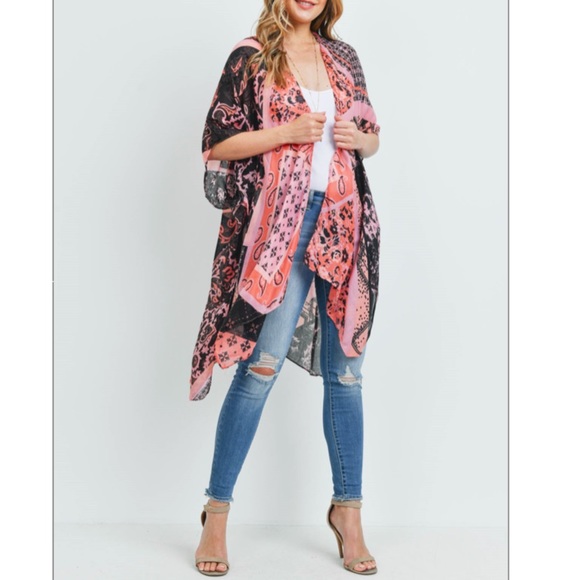 NEW Pink Patchwork Multi Print Kimono Cardigan - Picture 6 of 7